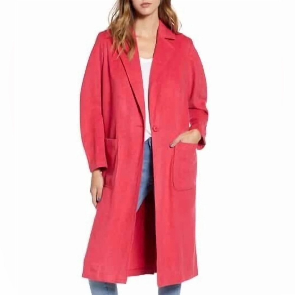 Leith - Single Button Belted Salmon Barbiecoro Oversized Jacket size small